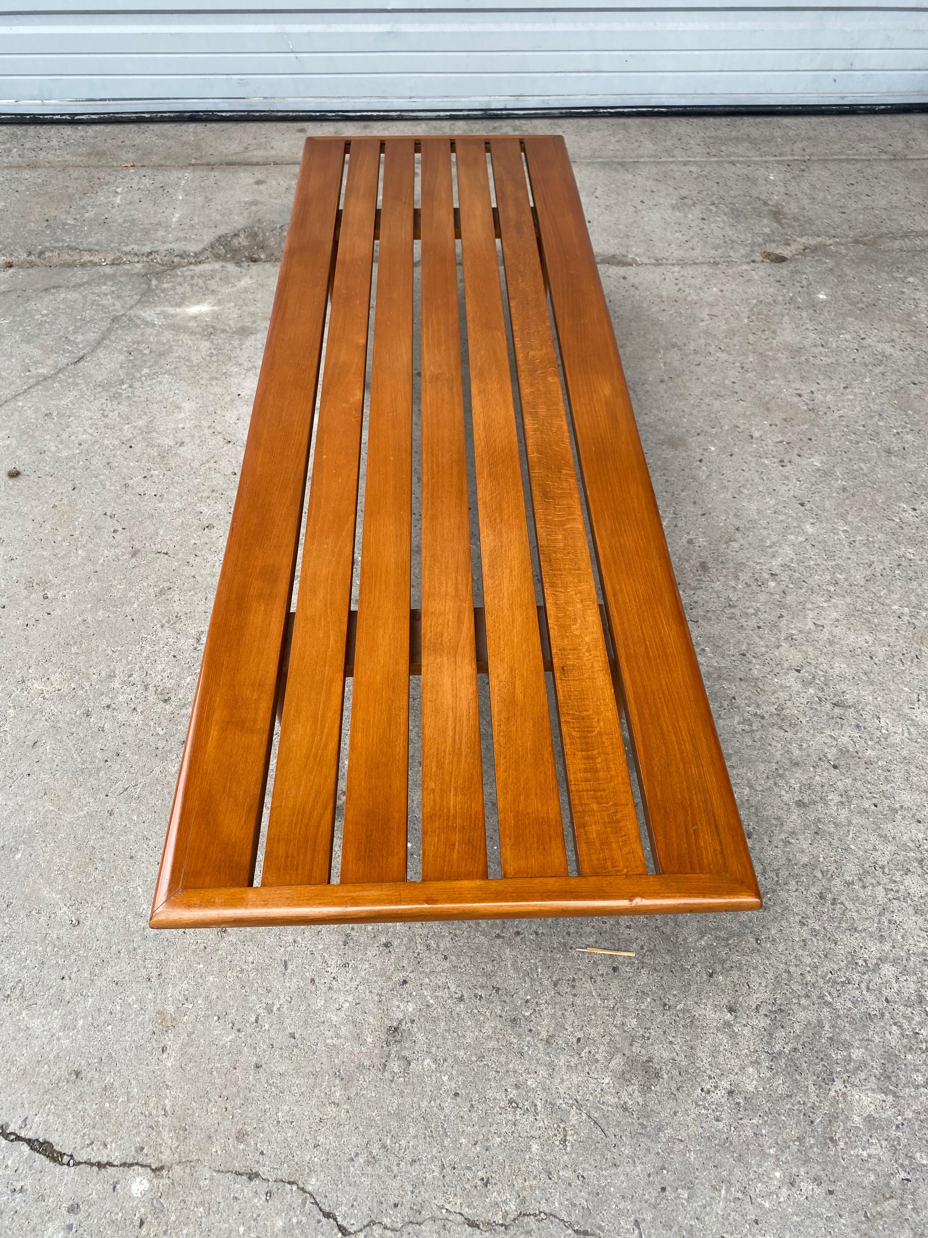 Wood Elegant Mid Century Modernist Coffee Table/ Slat Bench For Sale