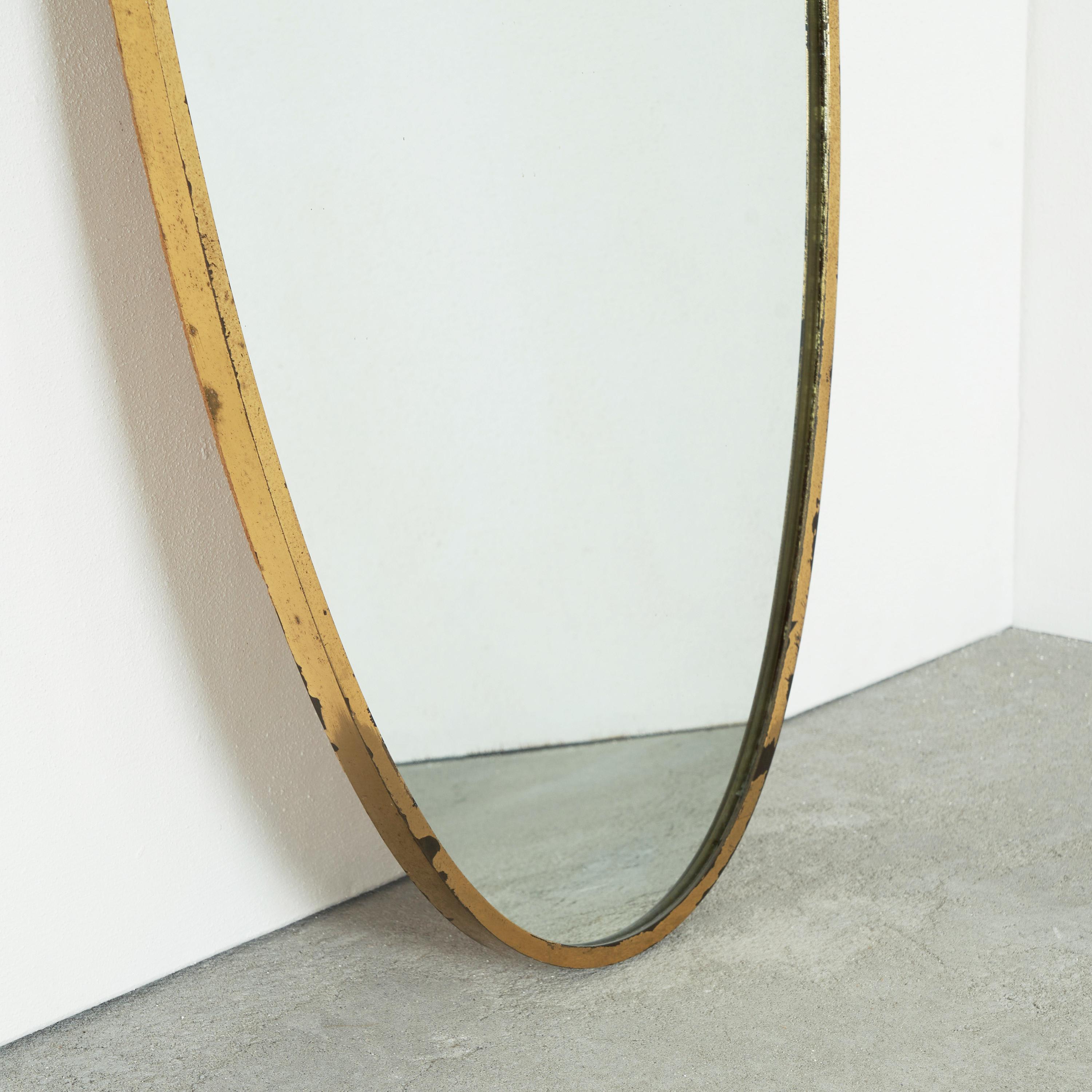 20th Century Elegant Mid Century Neoclassical Mirror in Patinated Brass For Sale