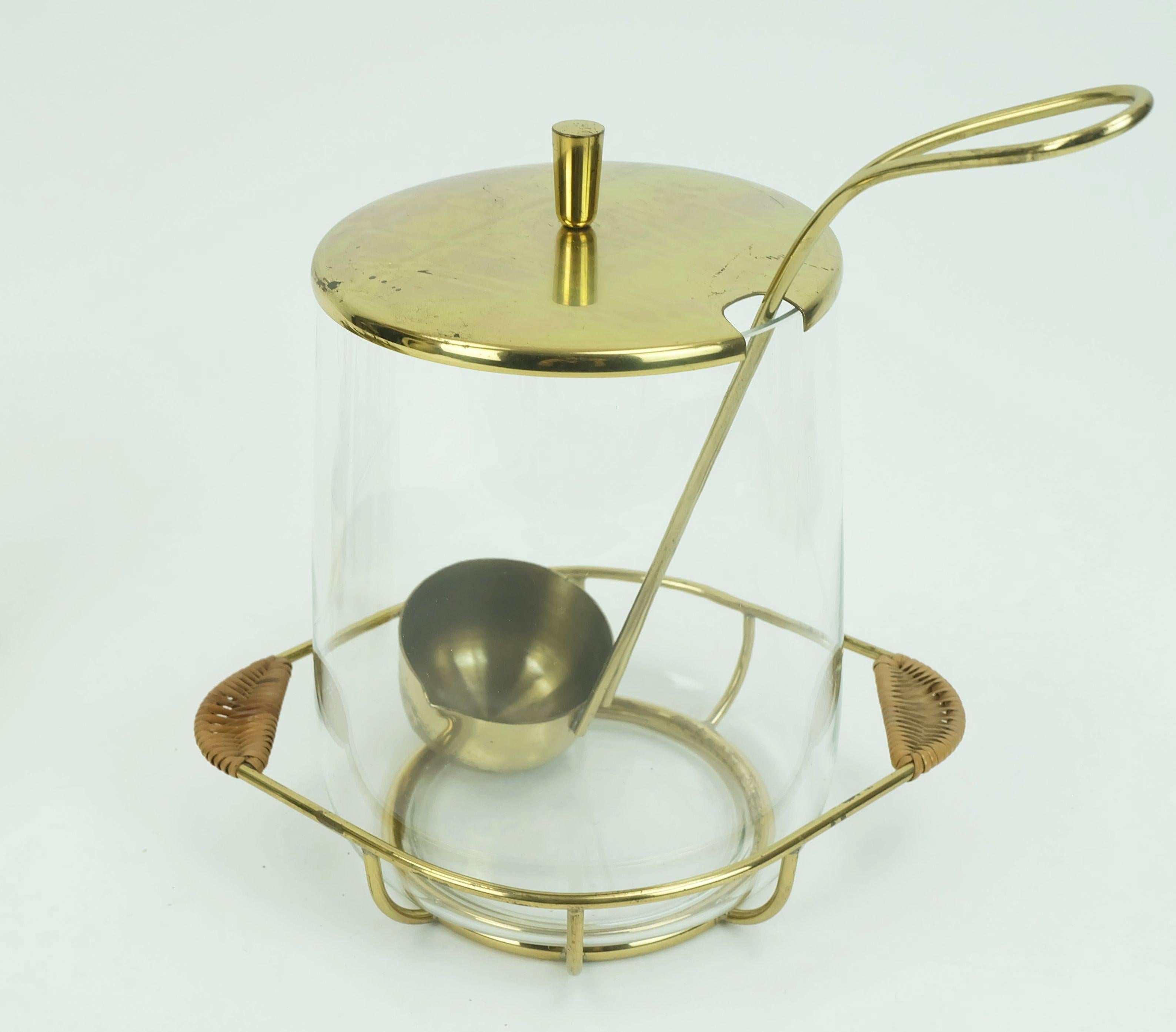 Laiton Elegance mid century PUNCH bowl set with 12 glasses and centerpiece 1950s en vente