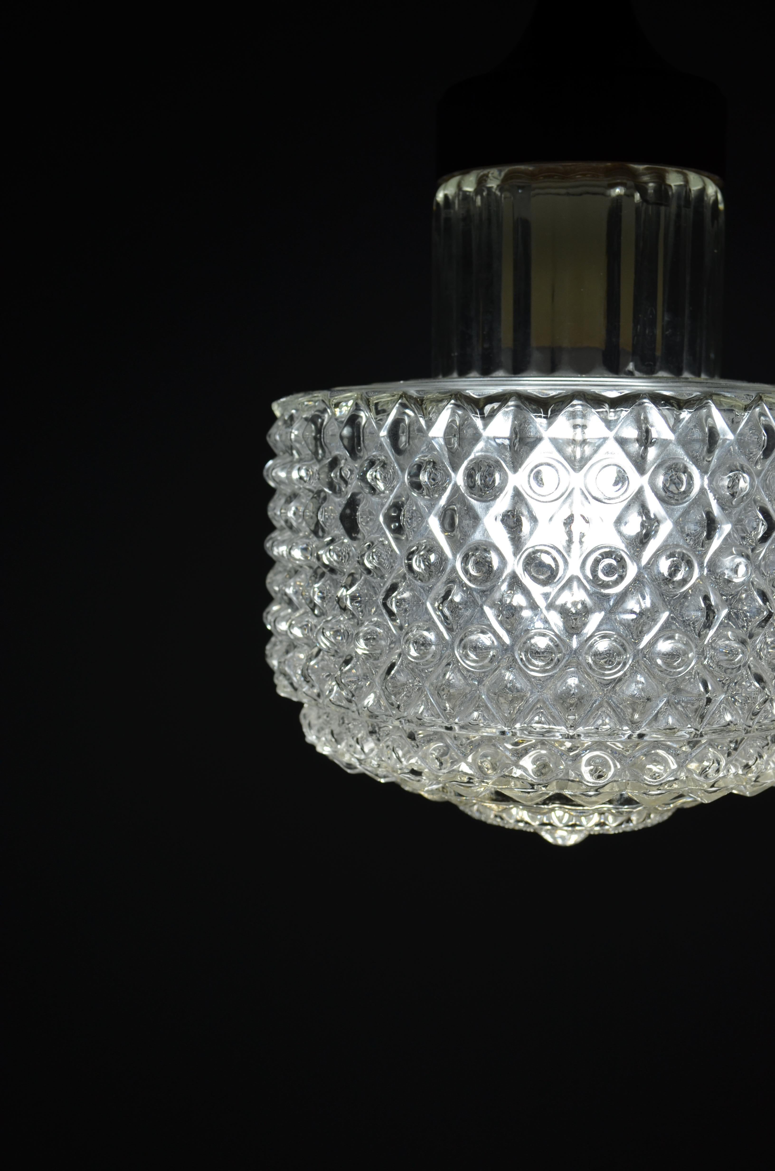 Glass Elegant Mid century scandinavian pendant lamp, 1950s For Sale