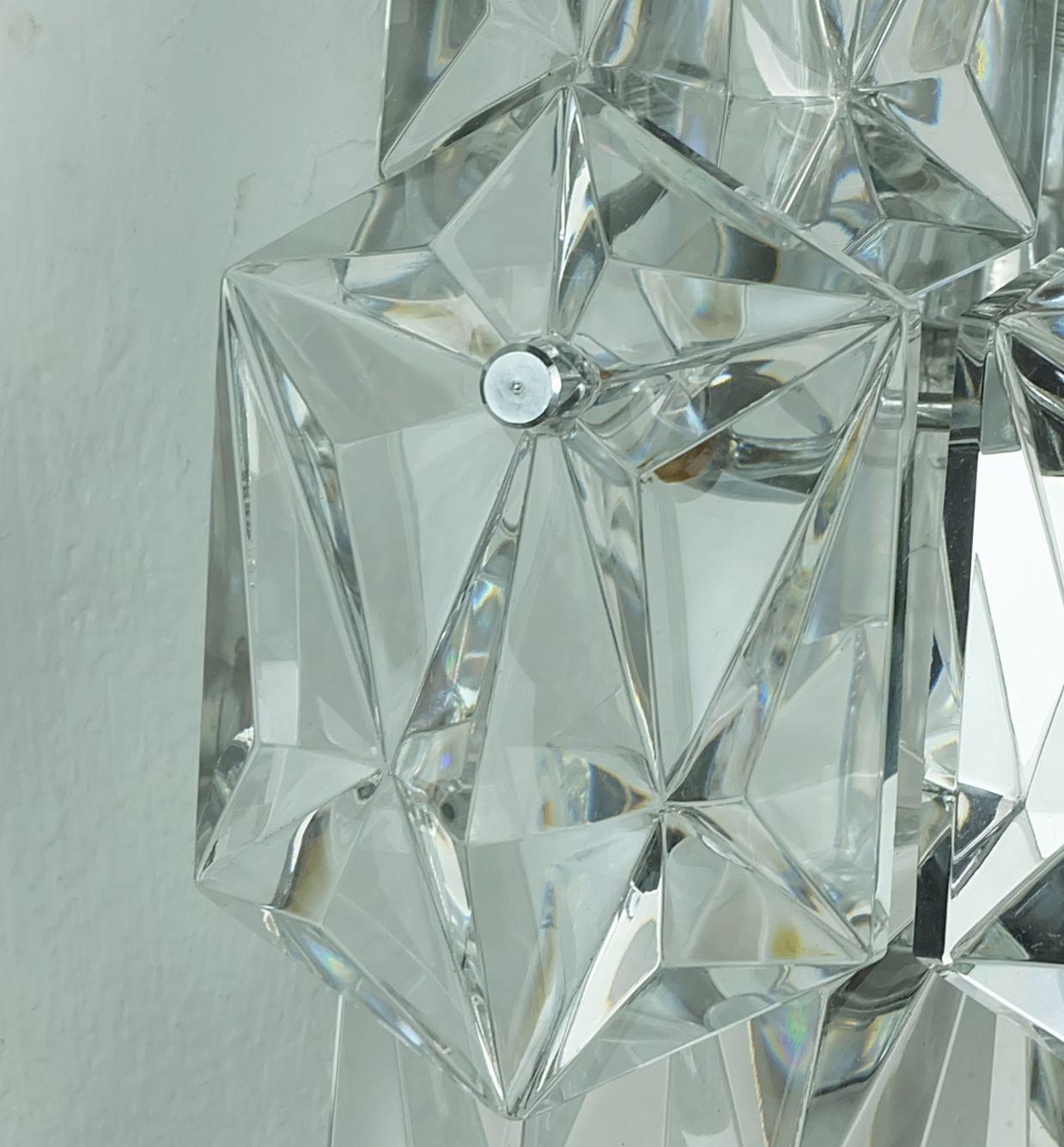 elegant mid century SCONCE crystal glass prisms and chrome by kinkeldey 1960s For Sale 2