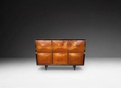 Elegantes Sideboard aus der Mitte des Jahrhunderts aus Holz und Messing, Buffa-Stil, Italien 1950er Jahre