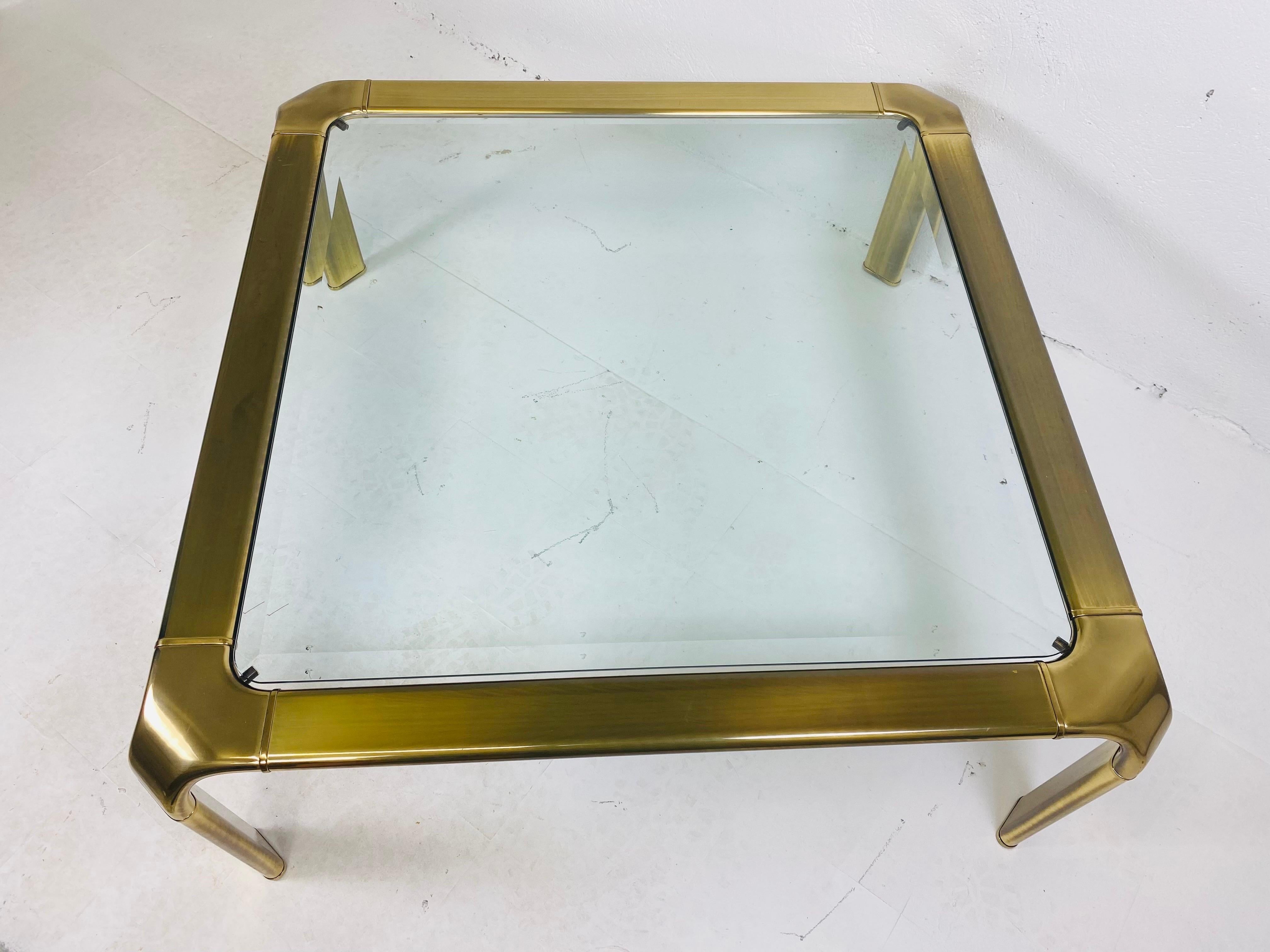 Late 20th Century Elegant mid century solid brass cocktail table by Mastercraft For Sale