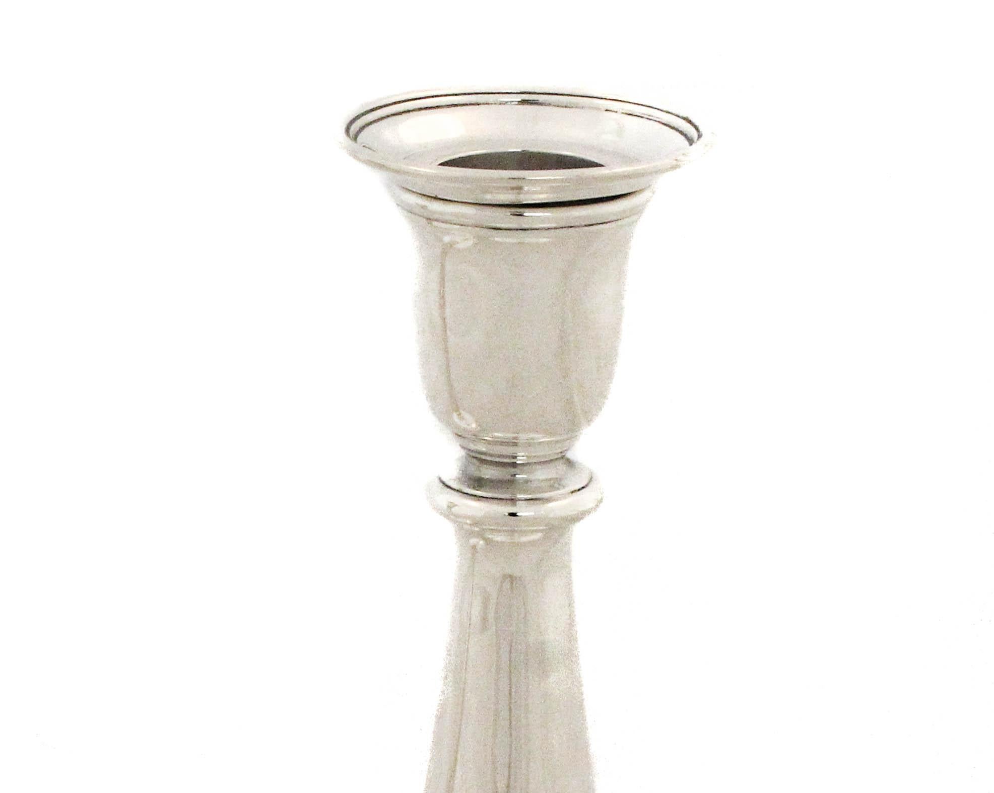 American Elegant Mid-Century Sterling Silver Candlesticks by Tiffany & Co. For Sale