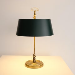 Elegant Mid-Century Table Lamp, Brass & Green Painted Metal, Sievä Finland 1960s