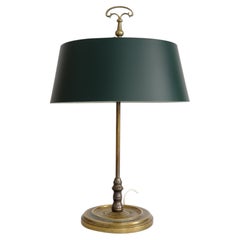 Elegant Mid-Century Table Lamp, Brass & Green Painted Metal, Sievä Finland 1960s