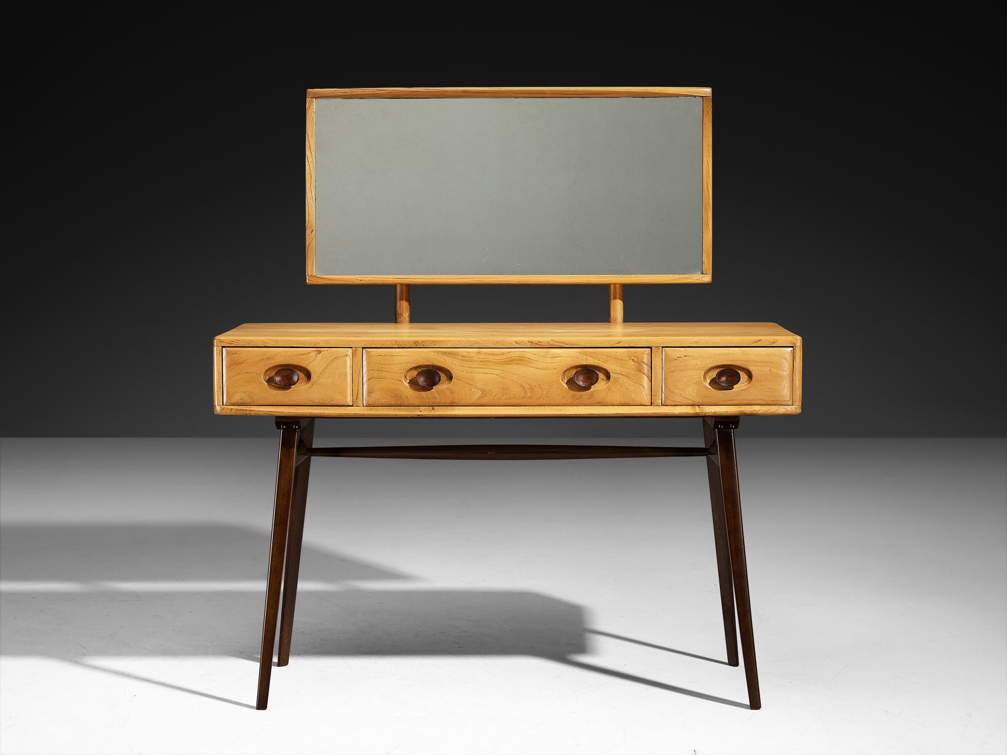 Europeo Eleganza del Vanity di metà secolo in Olmo e Wood in vendita