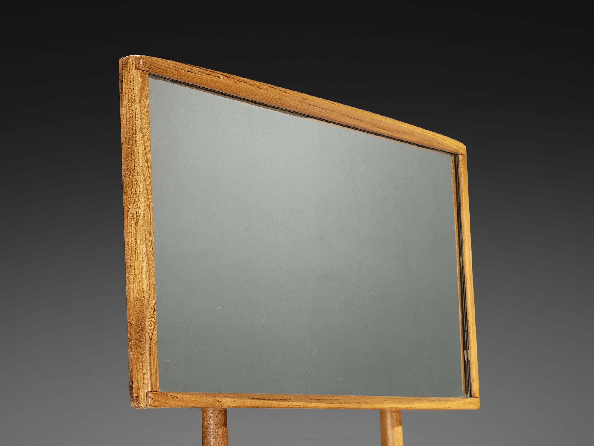 Specchio Eleganza del Vanity di metà secolo in Olmo e Wood in vendita