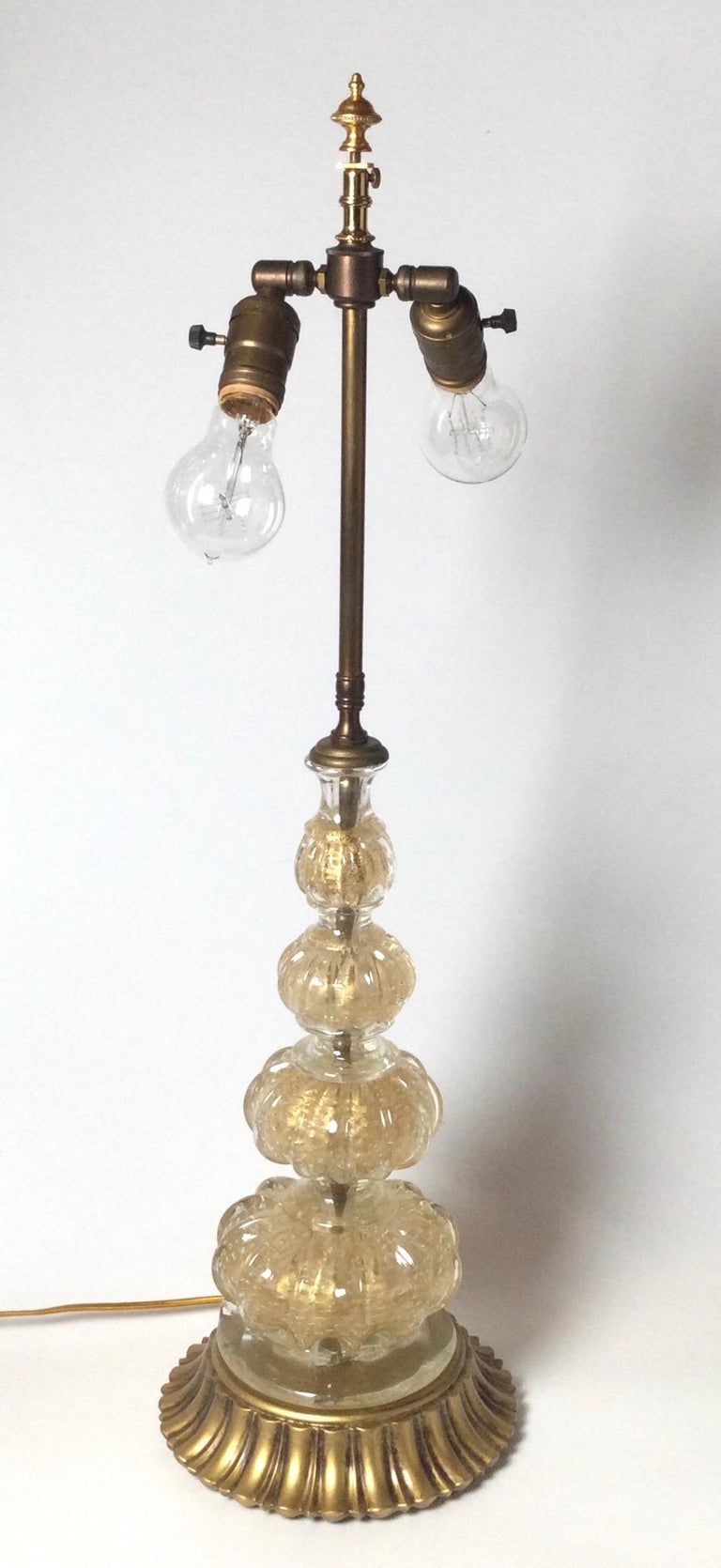 Elegant Mid Century Glass Table Lamp For Sale at 1stDibs