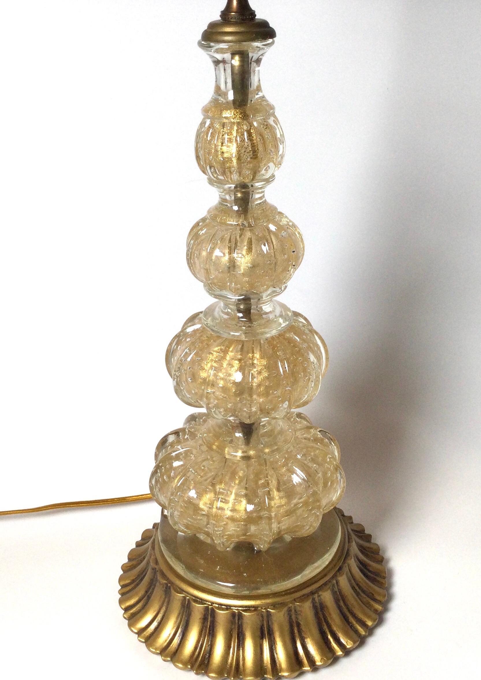 Hollywood Regency Elegant Mid Century Venetian Glass Table Lamp