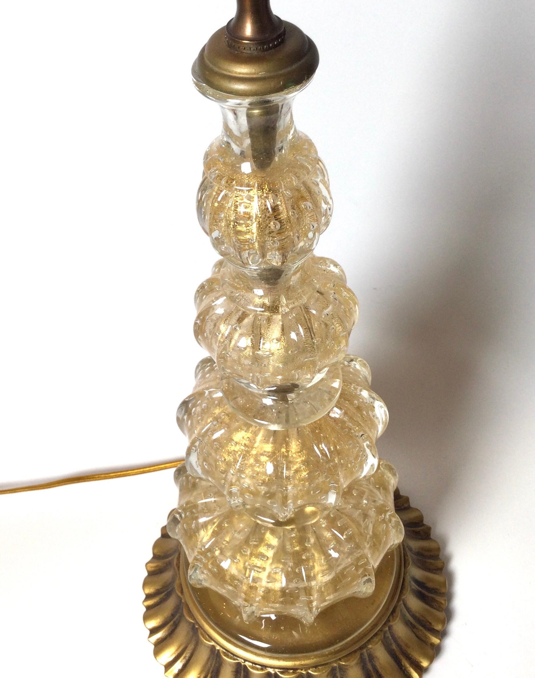 Italian Elegant Mid Century Venetian Glass Table Lamp