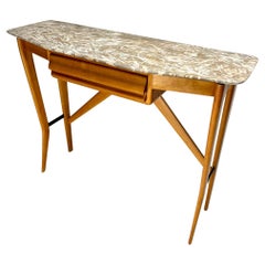 Elegant mid-century wall console table with marble top, Italy, 1950s