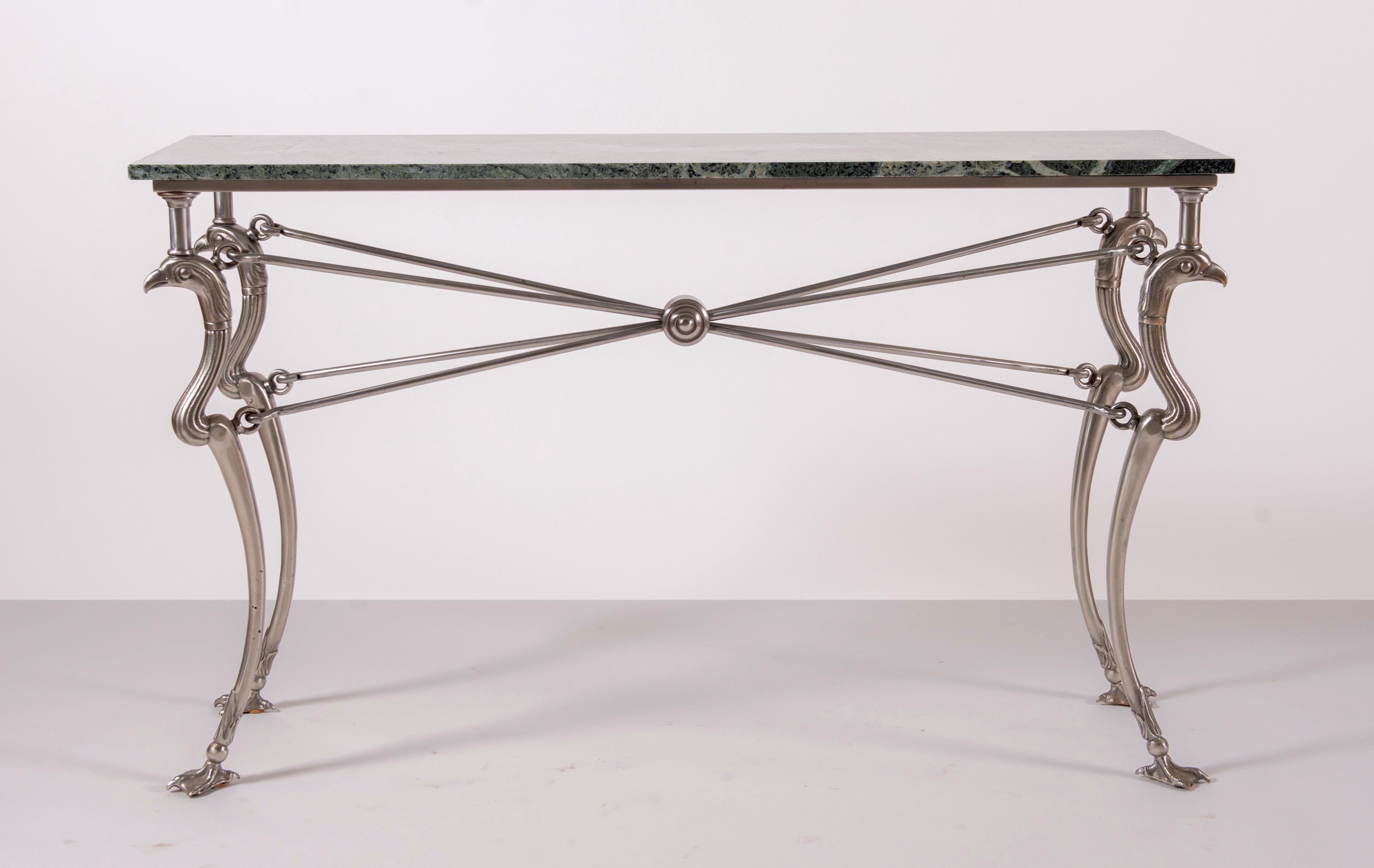 Elegant Midcentury Brushed Iron Console Table by Alberto Orlandi Italy, 1970' In Good Condition In Rome, IT