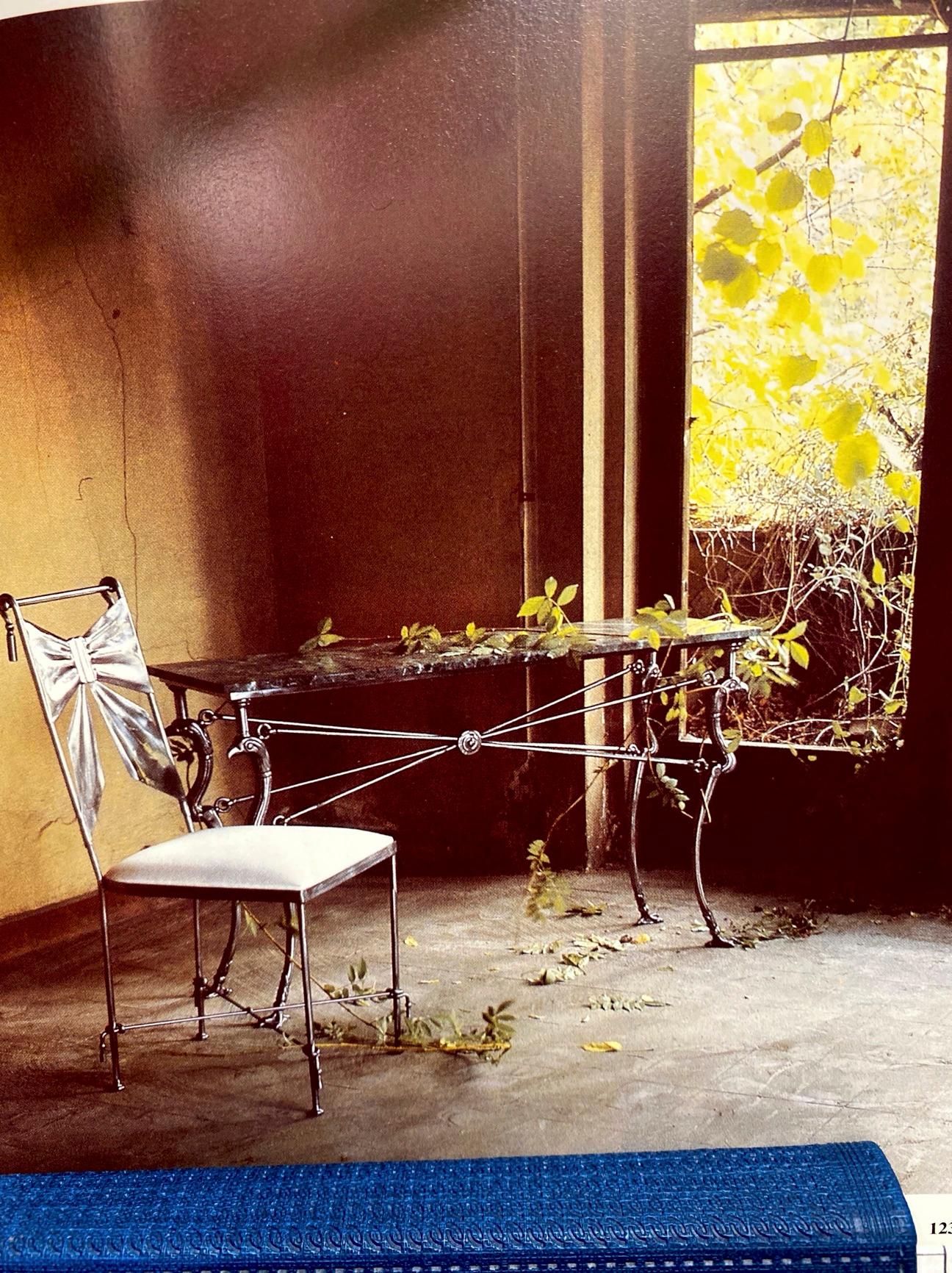 Elegant Midcentury Brushed Iron Console Table by Alberto Orlandi Italy, 1970' 2