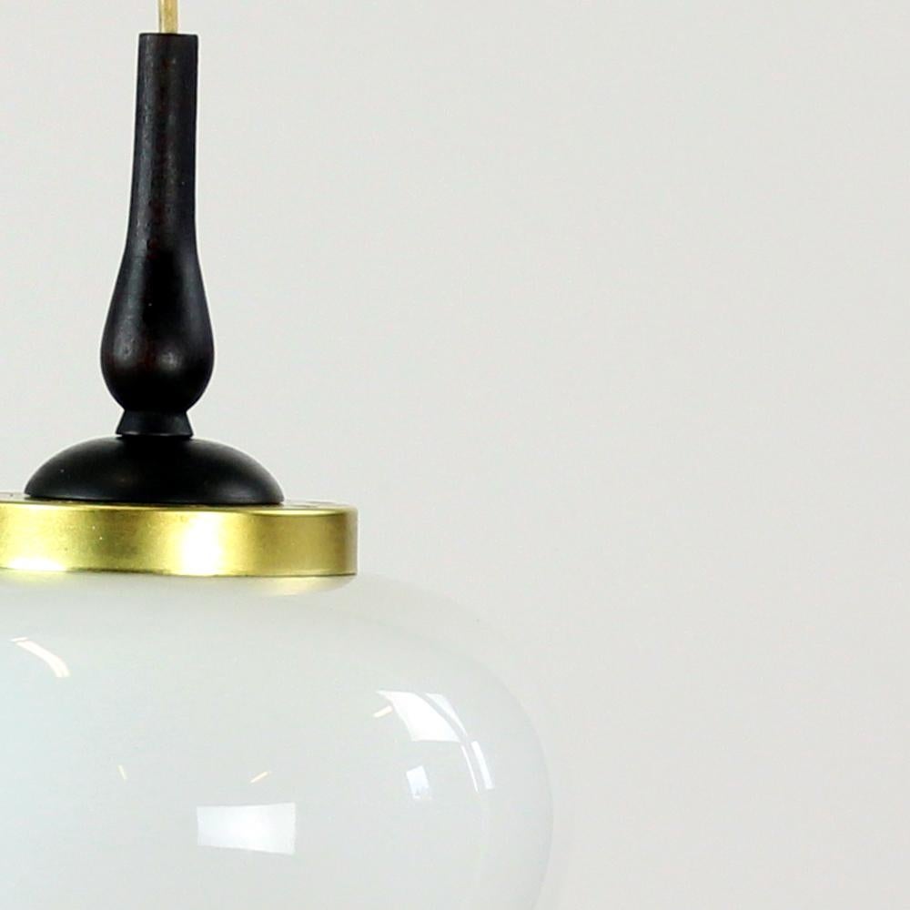Elegant MidCentury Ceiling Pendant with Two Opaline Lights, Czechoslovakia 1960s For Sale 1