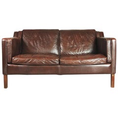 Elegant Midcentury Danish Leather Sofa by Stouby in Børge Mogensen Style, 1960s
