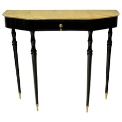 Elegant Midcentury Ebonised Console Table with Marble Top