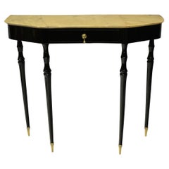 Elegant Midcentury Ebonised Console Table with Marble Top