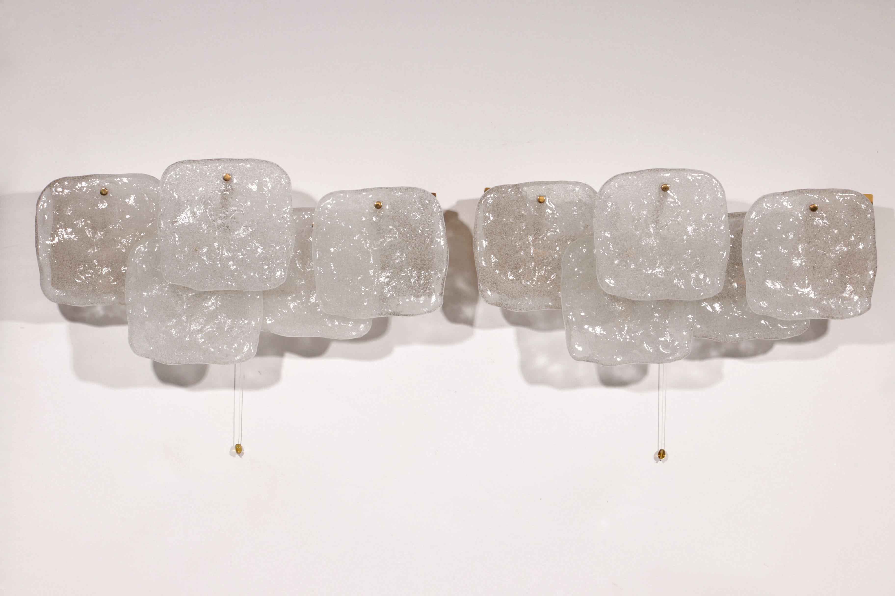 Elegance Midcentury Ice Glass Wall Sconces by J.T. Kalmar, Autriche (années 1960) en vente 7