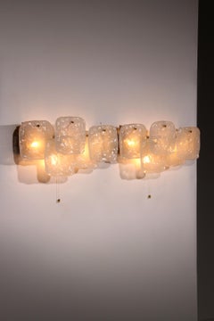 Elegant Midcentury Ice Glass Wall Sconces by J.T. Kalmar, Austria (1960s)