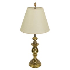 Retro Elegant Mid-Century Modern Brass Table Lamp with Shade