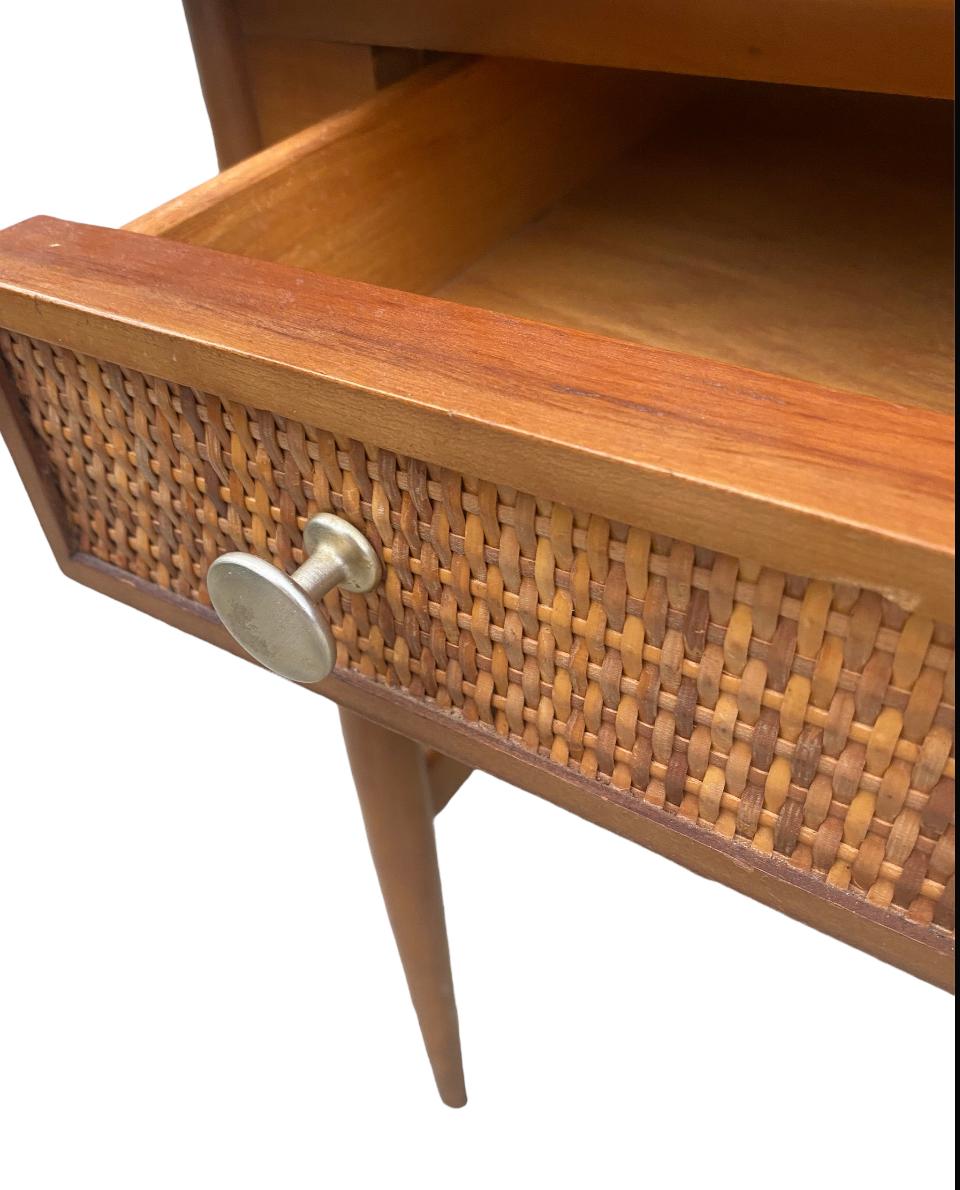 Brass Elegant Drexel Sun Coast Midcentury Modern Desk in Walnut by Kipp Stewart