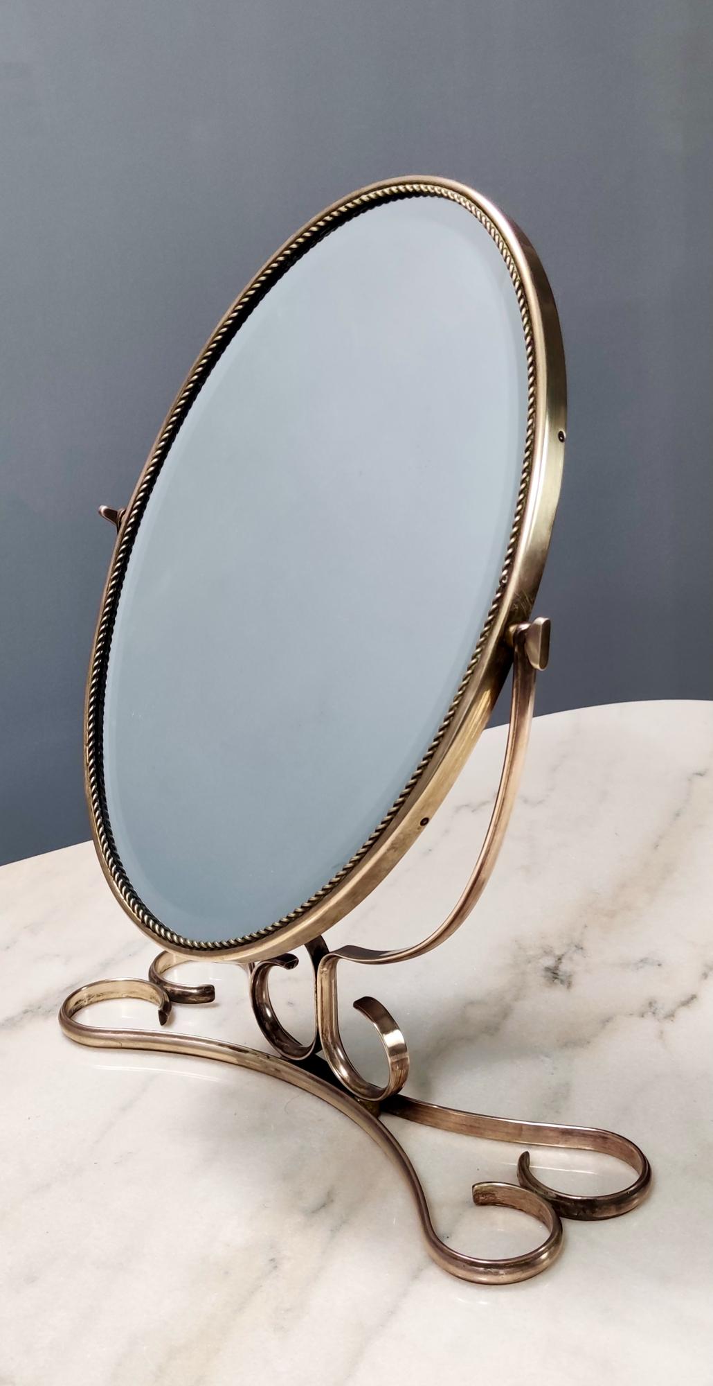 Elegant Vintage Vanity Mirror with a Brass Frame, Italy 5