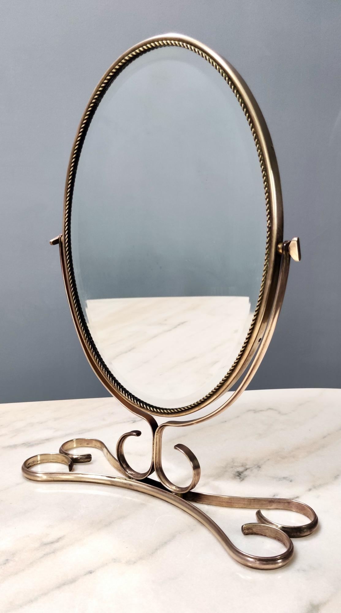 Italian Elegant Vintage Vanity Mirror with a Brass Frame, Italy