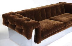 Elegantes Milo Baughman Chrom-Sofa mit Knopfleiste