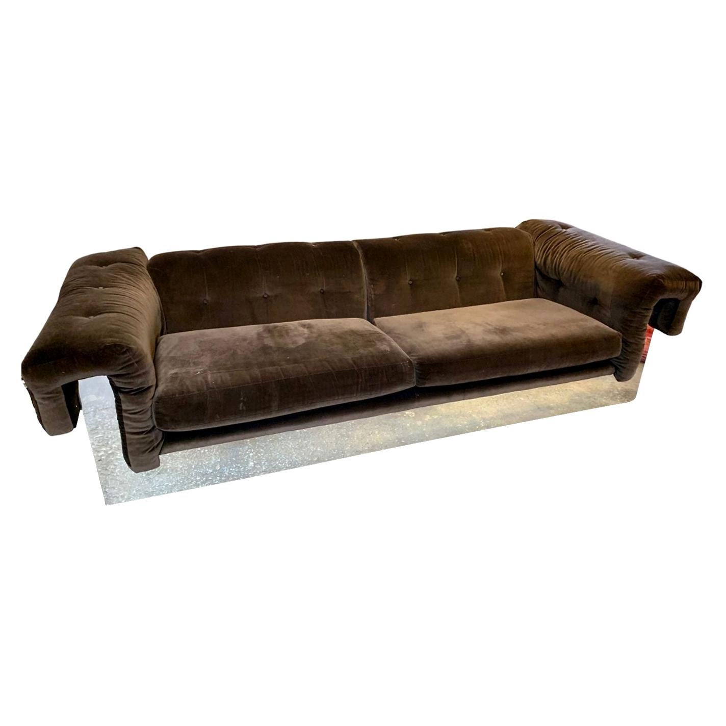 Elegant Milo Baughman Button Tufted Chrome Sofa