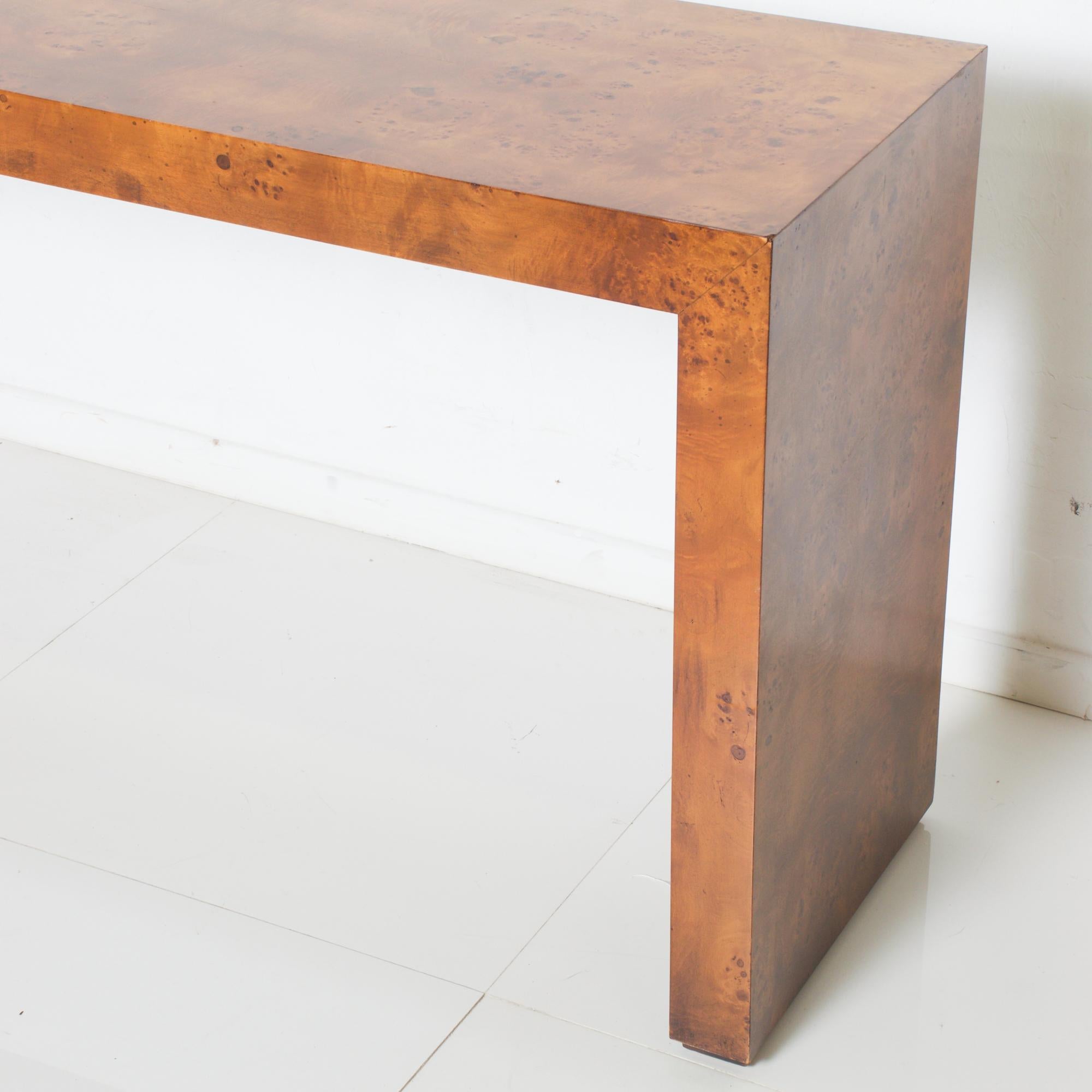 Late 20th Century Milo Baughman Modern Burlwood Sofa Console Table 1970s Elegance
