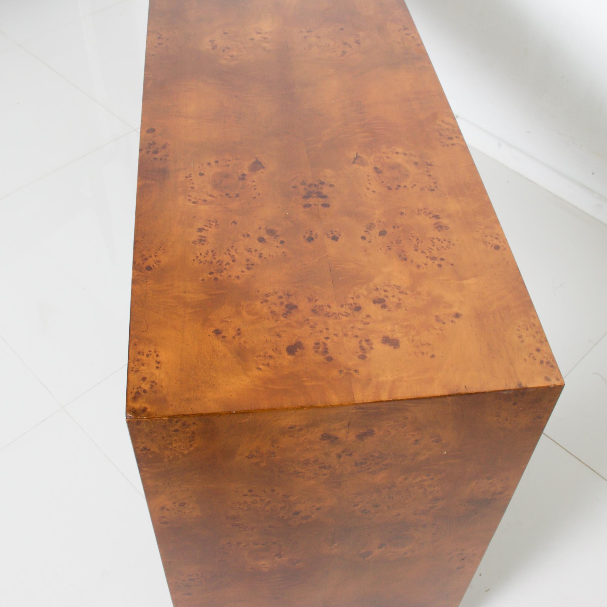 Milo Baughman Modern Burlwood Sofa Console Table 1970s Elegance 1