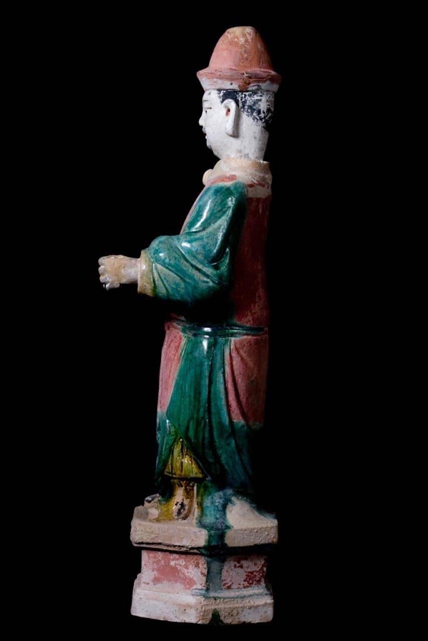 Elegant Ming Dynasty Court Attendant, Glazed Terracotta - China '1368-1644 AD' 1