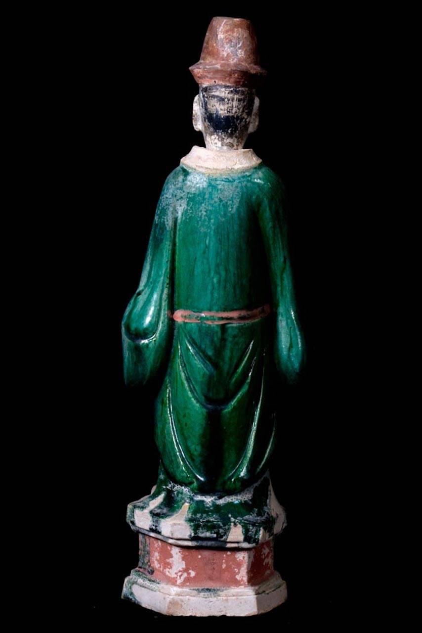 Elegant Ming Dynasty Court Attendant, Glazed Terracotta - China '1368-1644 AD' 1