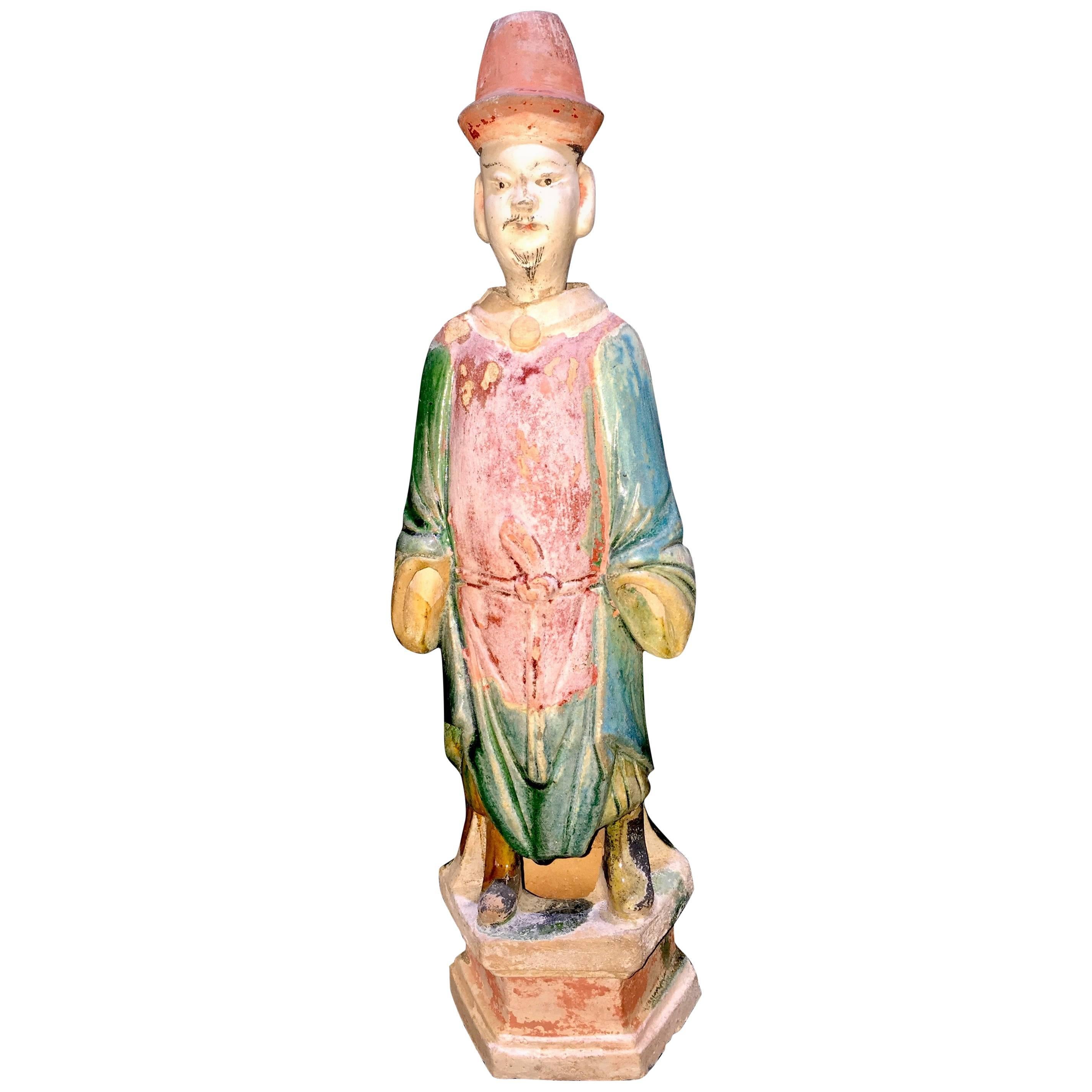 Elegant Ming Dynasty Court Attendant, Glazed Terracotta - China '1368-1644 AD'