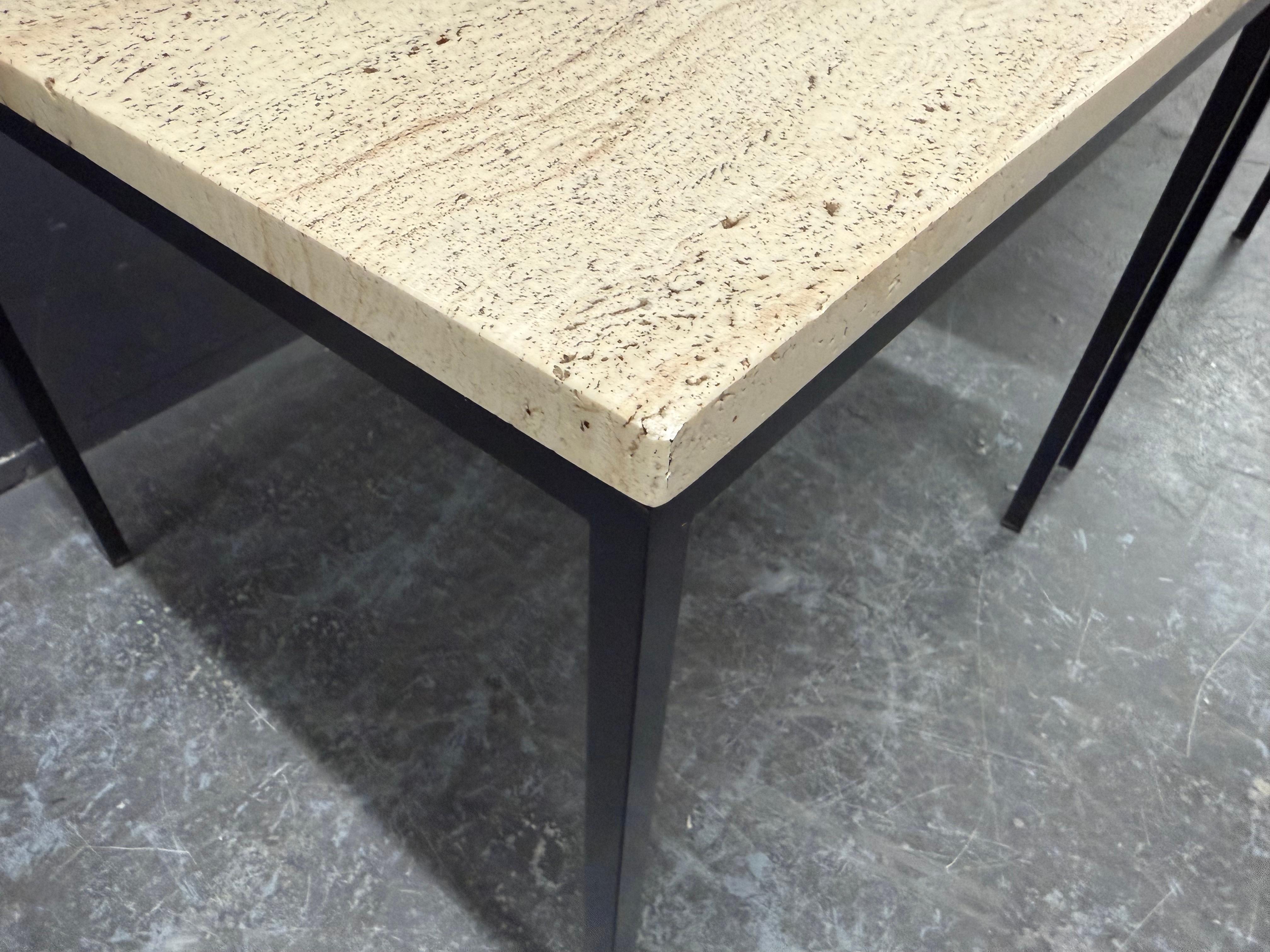 German elegant minimalistic set of travertine side tables For Sale