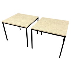 elegant minimalistic set of travertine side tables