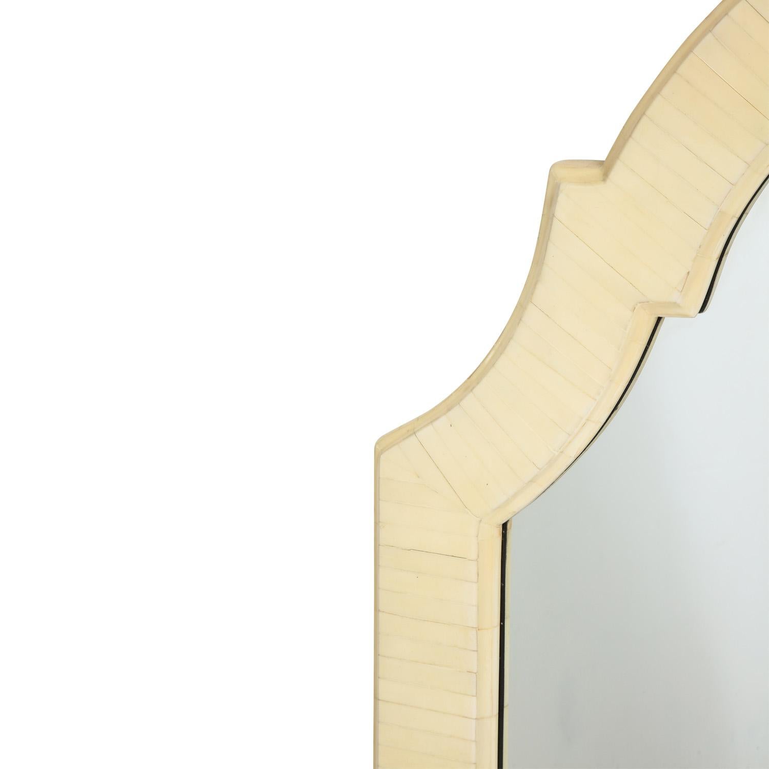 Hand-Crafted Elegant Mirror in Tessellated Bone, 1970s