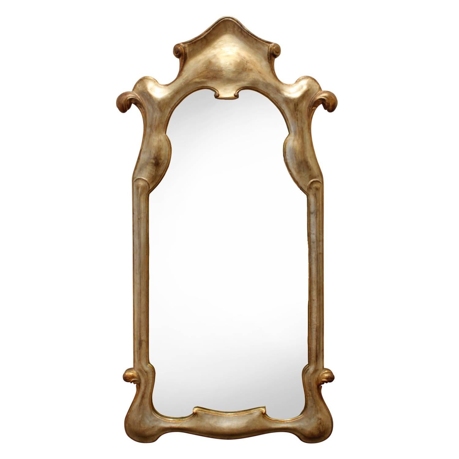 Elegant Mirror with Soft Gold Lacquer Finish, 1940s