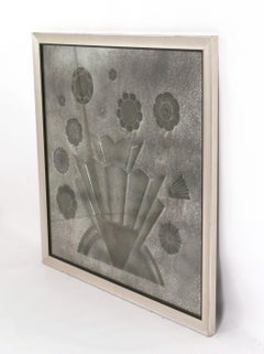 Elegant Mirrored Art Deco Panel 39.5"H x 39.5"W circa 1930s