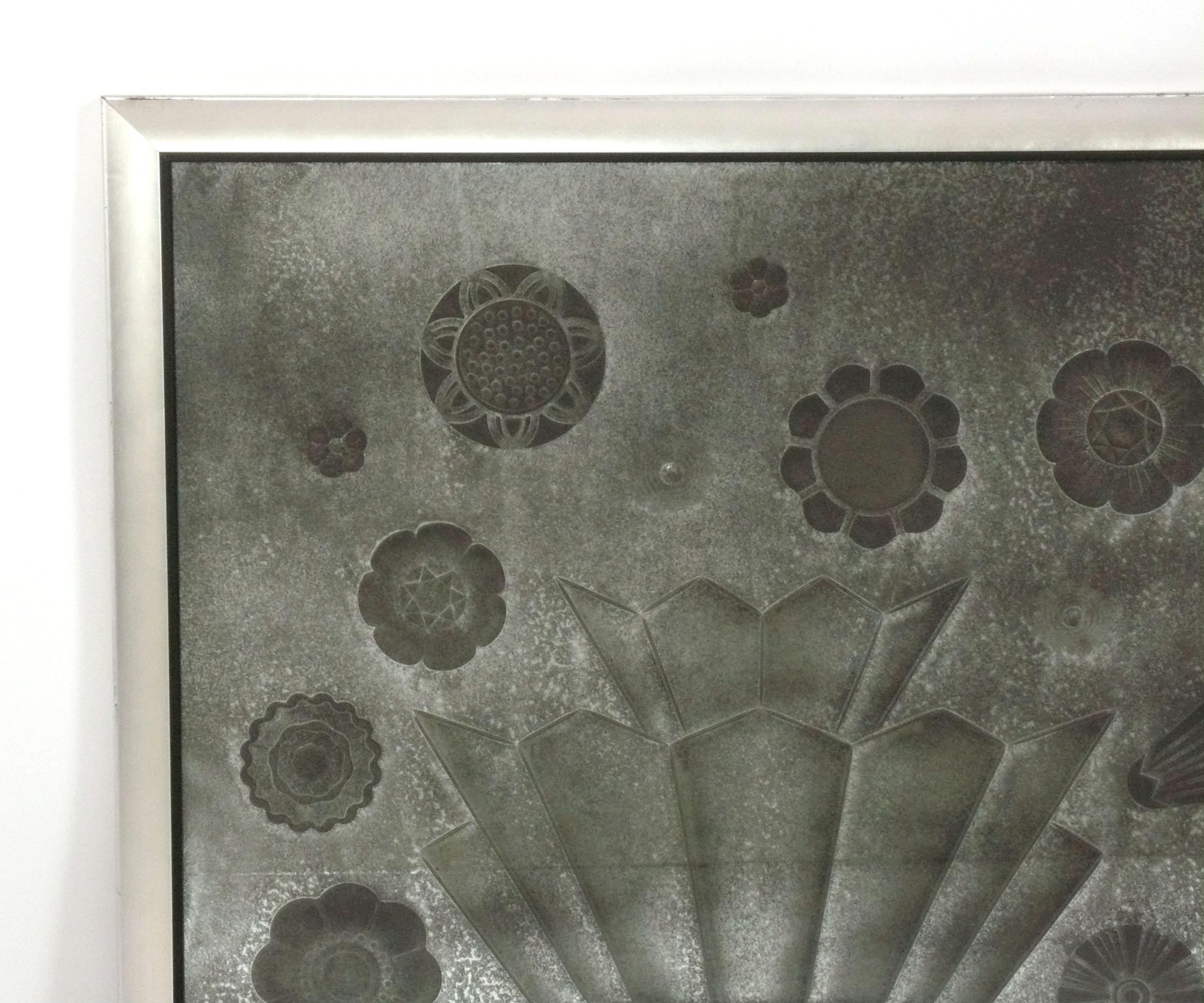 Américain Elegant Panneau Art Deco Mirroré 39.5 