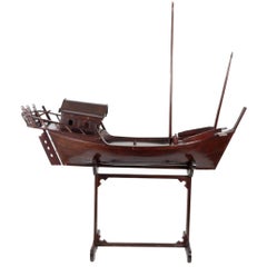 Elegant Model of Chinese Sailboat, Exotic Wood, with Assorted Stand