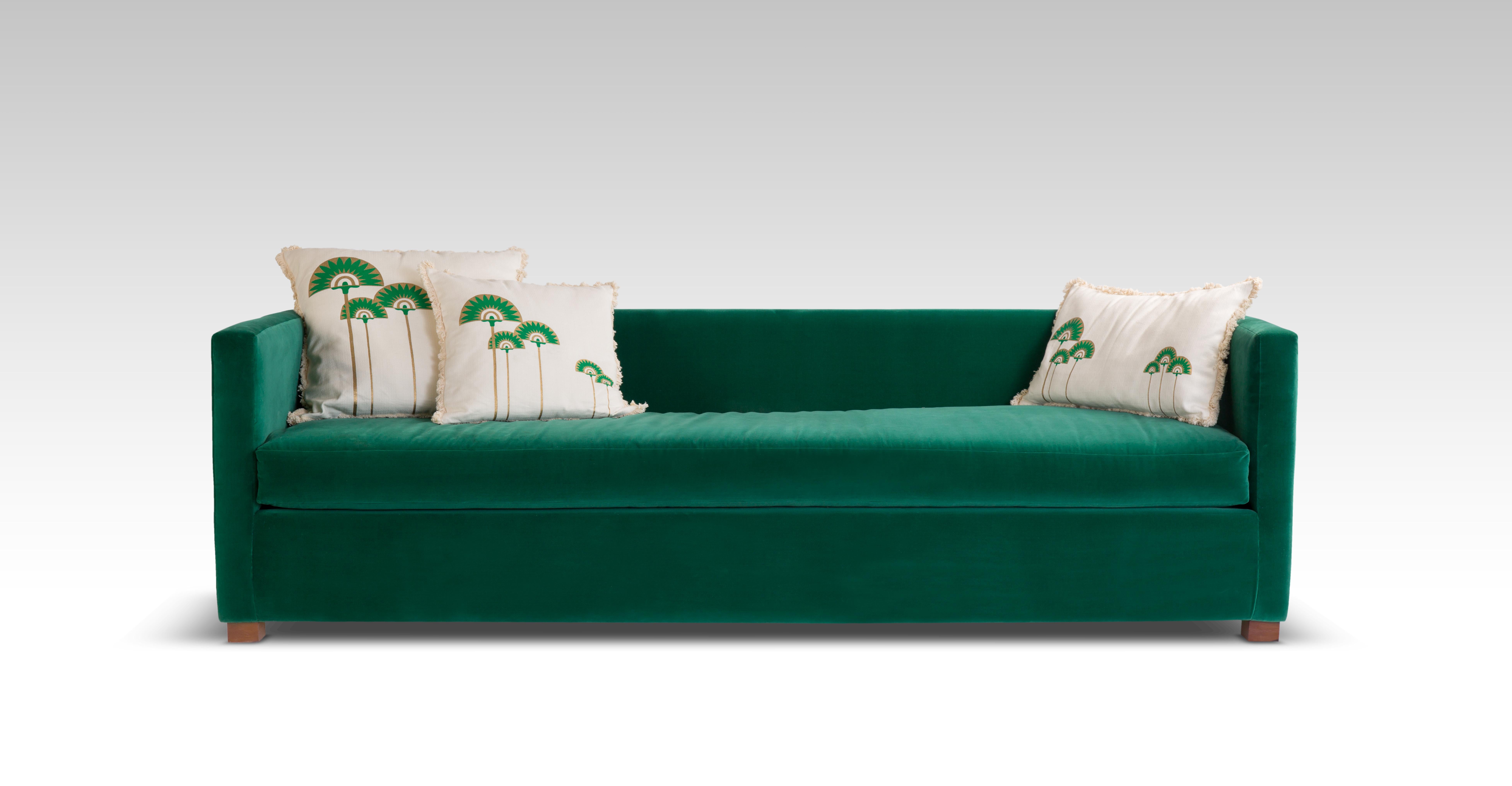 Elegant Modern 3-Seater Sofa Upholstered in Luscious Green Velvet.
Sink in and relax in our fluffy Smooth As Velvet sofa! The couch has a graceful silhouette and framed from both sides for extreme comfort. The sofa’s soft texture and deep color