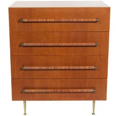 Elegant Modern Chest with Reed Wrapped Handles by T.H. Robsjohn-Gibbings