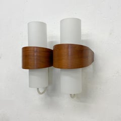 1960s Modern NX40 Wall Lamps Teak & Glass Louis Kalff Philips Holland