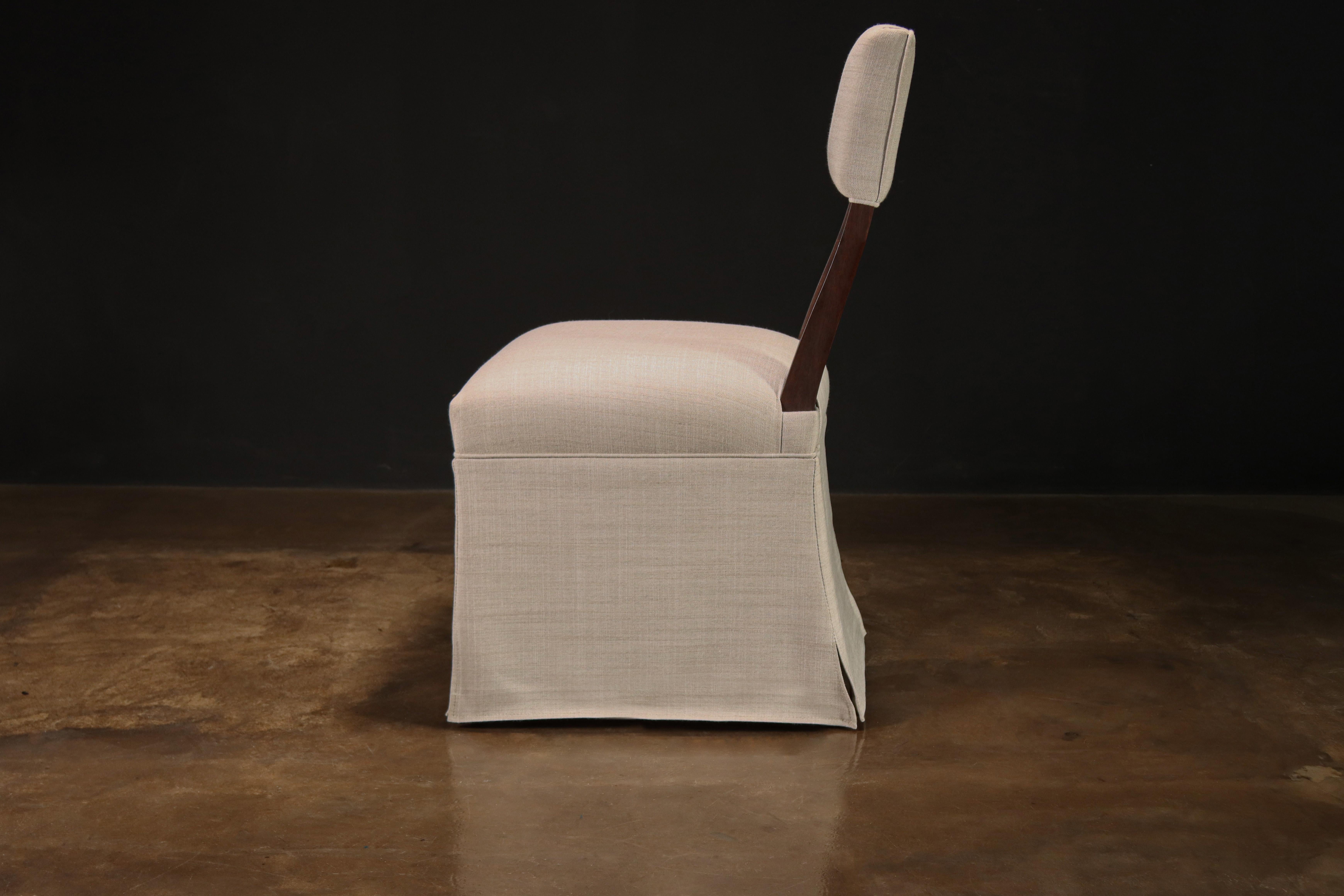 Elegant Modern Upholstered Dining Chair with Com Skirt, Luca from Costantini In New Condition For Sale In New York, NY