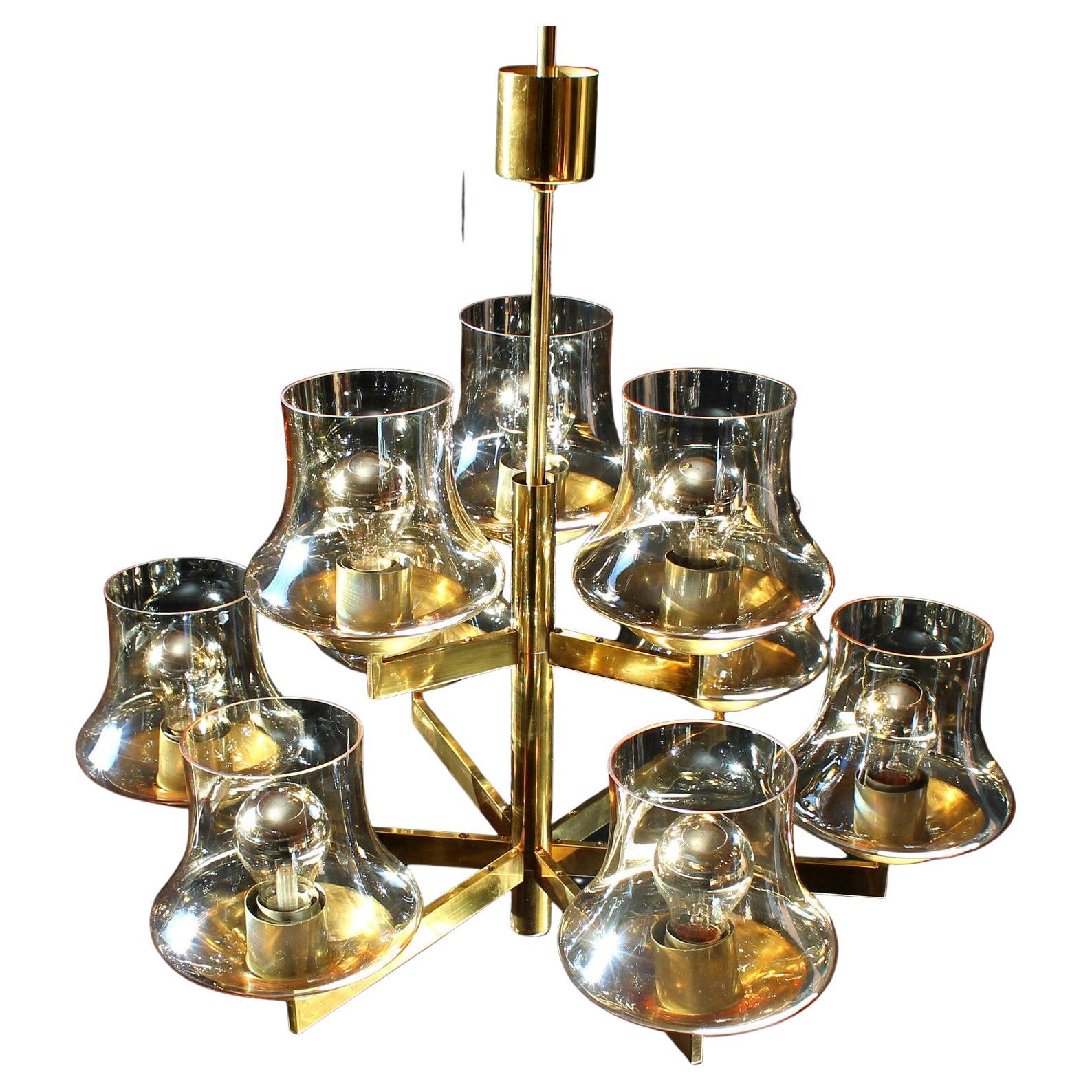 Elegant Modernist Chandelier by Kaiser, Germany, 1970s For Sale