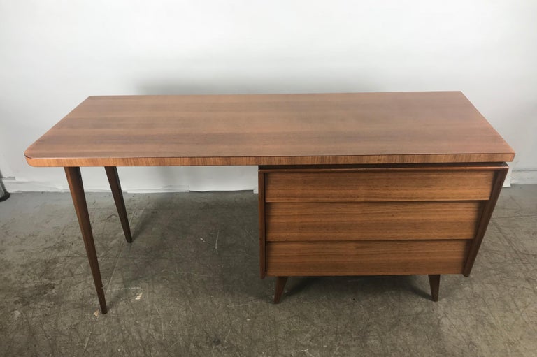 Elegant Modernist Desk with Unusual Asymmetrical Top by Mallin