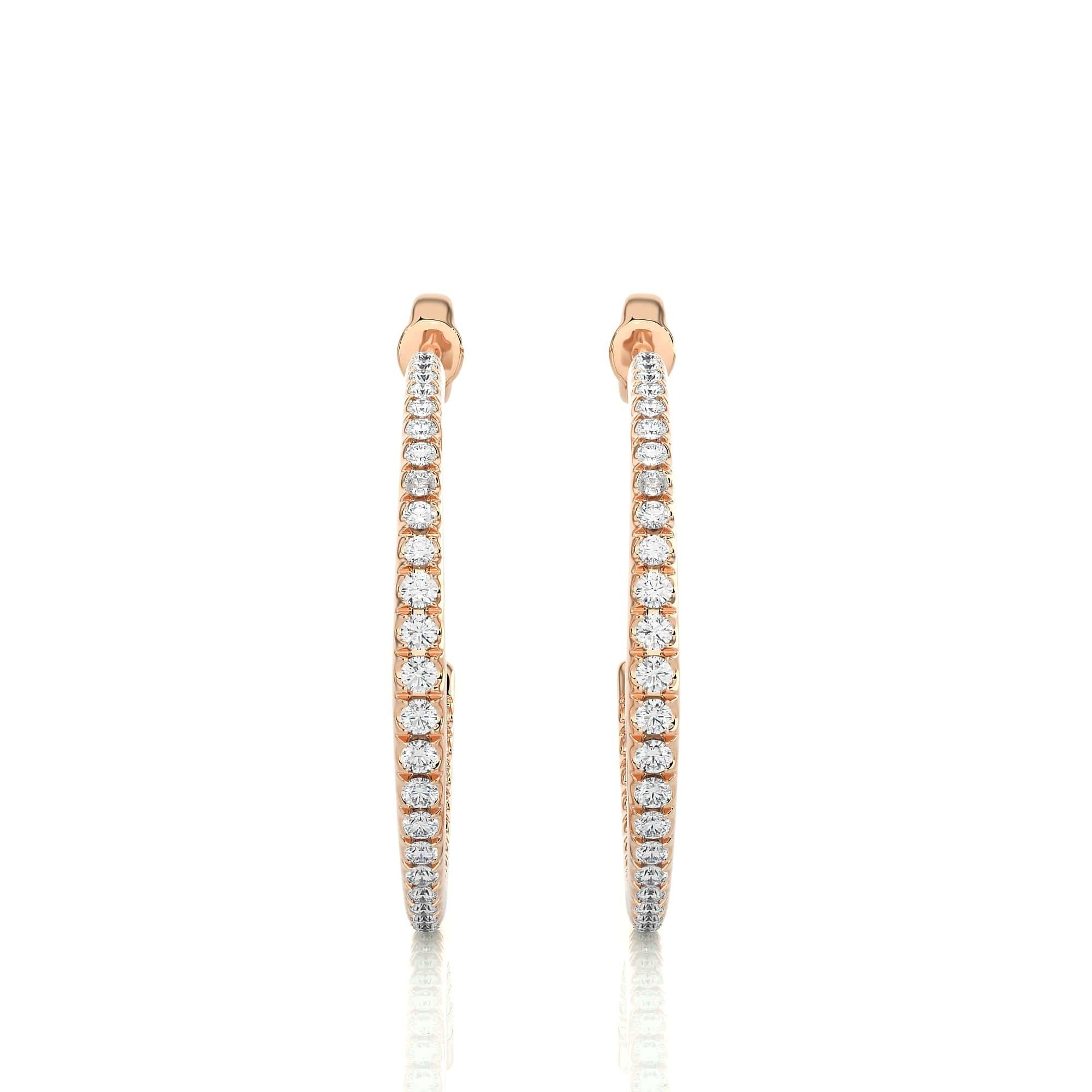 Modern Elegant Moissanite C-Hoop Earrings for Mom in Rose Gold Plated Sterling Silver For Sale