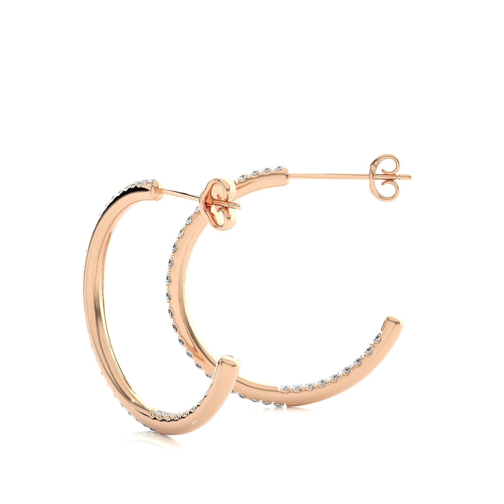 Women's Elegant Moissanite C-Hoop Earrings for Mom in Rose Gold Plated Sterling Silver For Sale